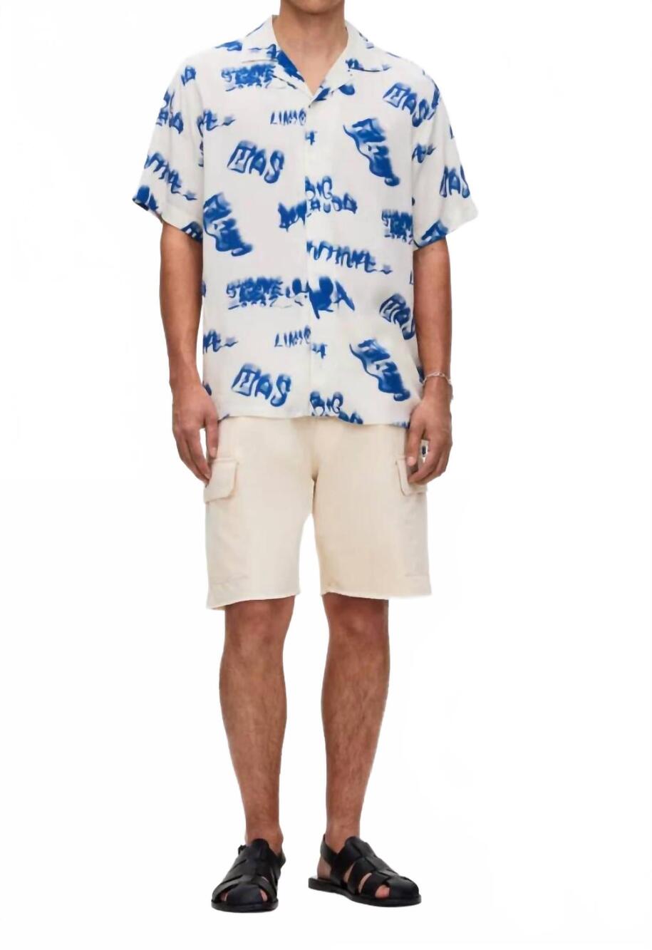 NEW OAS rocco short sleeve button down shirt in white